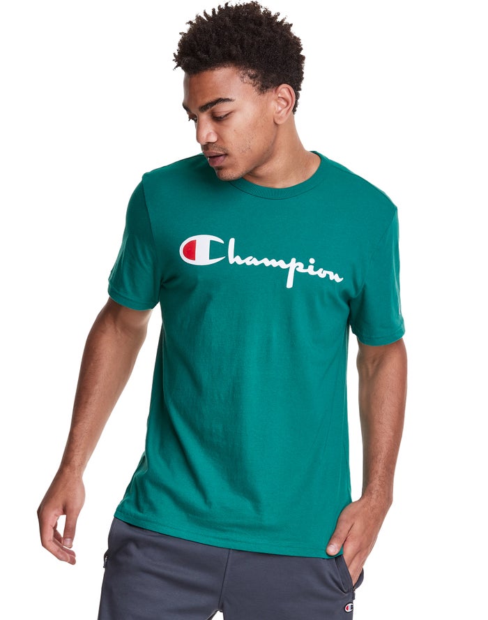 Camiseta Champion Hombre - Lightweight Script Logo ( Turquesa ) 7129386-CN